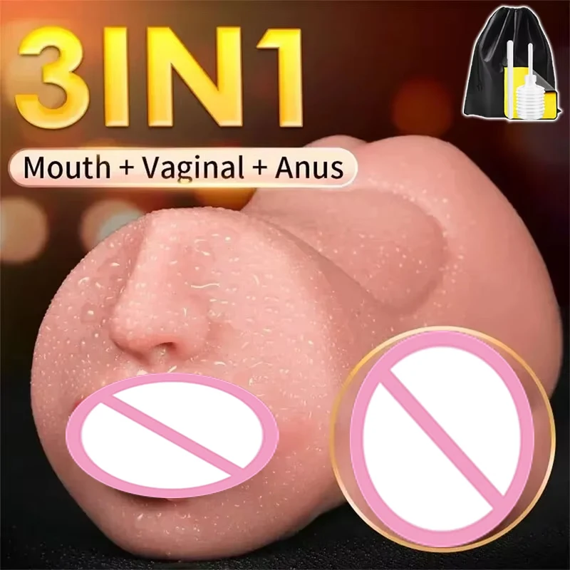 3 in 1 Pocket Pussy Vigina and Mouth Lifelike Sex Doll with Face TPE Portable Adult Sex Love Toy Male Stroker for Sexy Adult Men - Image 6