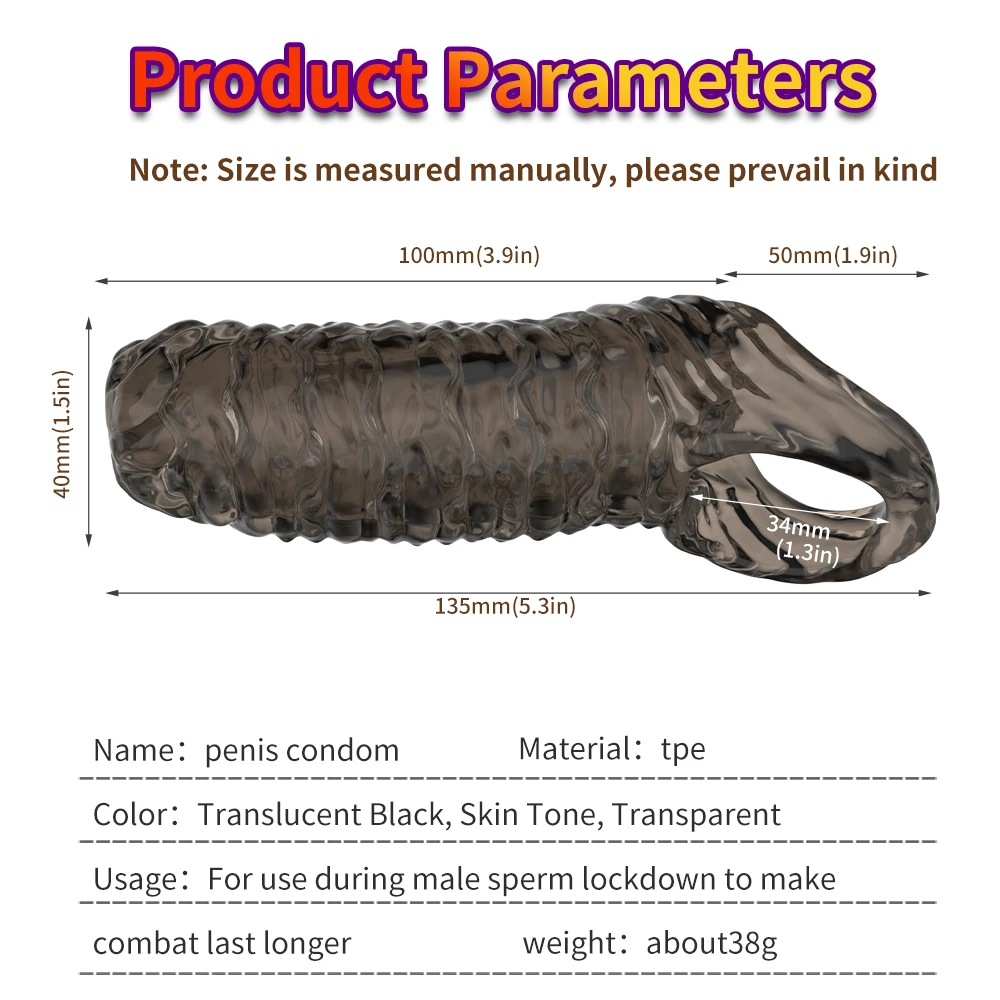 Penis Ring Male Realistic Penis Sleeve Extender Cock Sleeve Dick Enlargement Delay Ejaculation Cock Ring Reusable Condom Sex Toy - Image 5