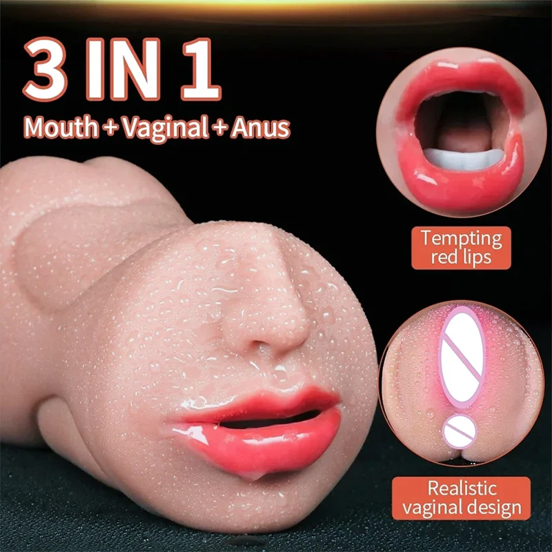 3 in 1 Pocket Pussy Vigina and Mouth Lifelike Sex Doll with Face TPE Portable Adult Sex Love Toy Male Stroker for Sexy Adult Men - Image 16