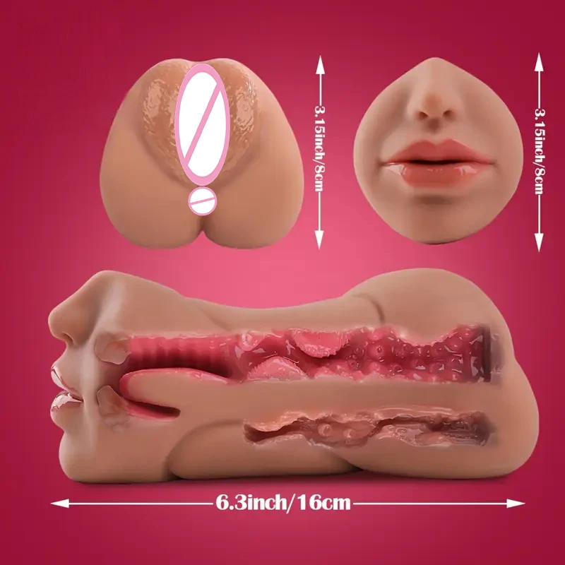 3 in 1 Pocket Pussy Vigina and Mouth Lifelike Sex Doll with Face TPE Portable Adult Sex Love Toy Male Stroker for Sexy Adult Men - Image 18