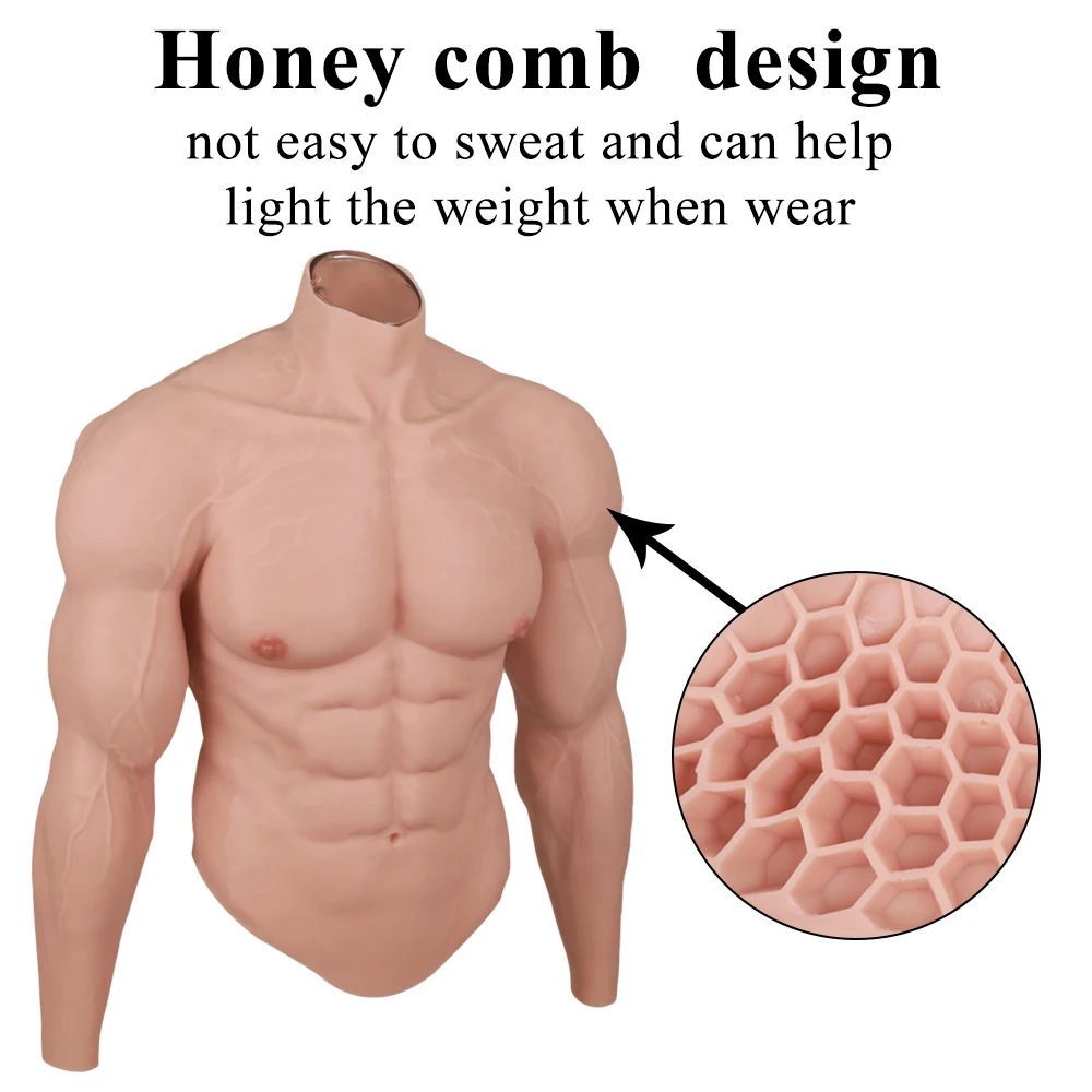 Realistic Silicone Male Muscle XL Size 60-100kg Suitable Suit Simulation Strong Figure Artificial Sturdy Chest Men Crossdresser - Image 12