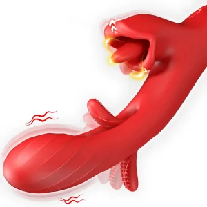 2 in 1 Tongue Thrusting Dildo Vibrator for Women 360 Rotating Clitoris Licking Flapping Stimulator G Spot Sex Toys for Adult 18+