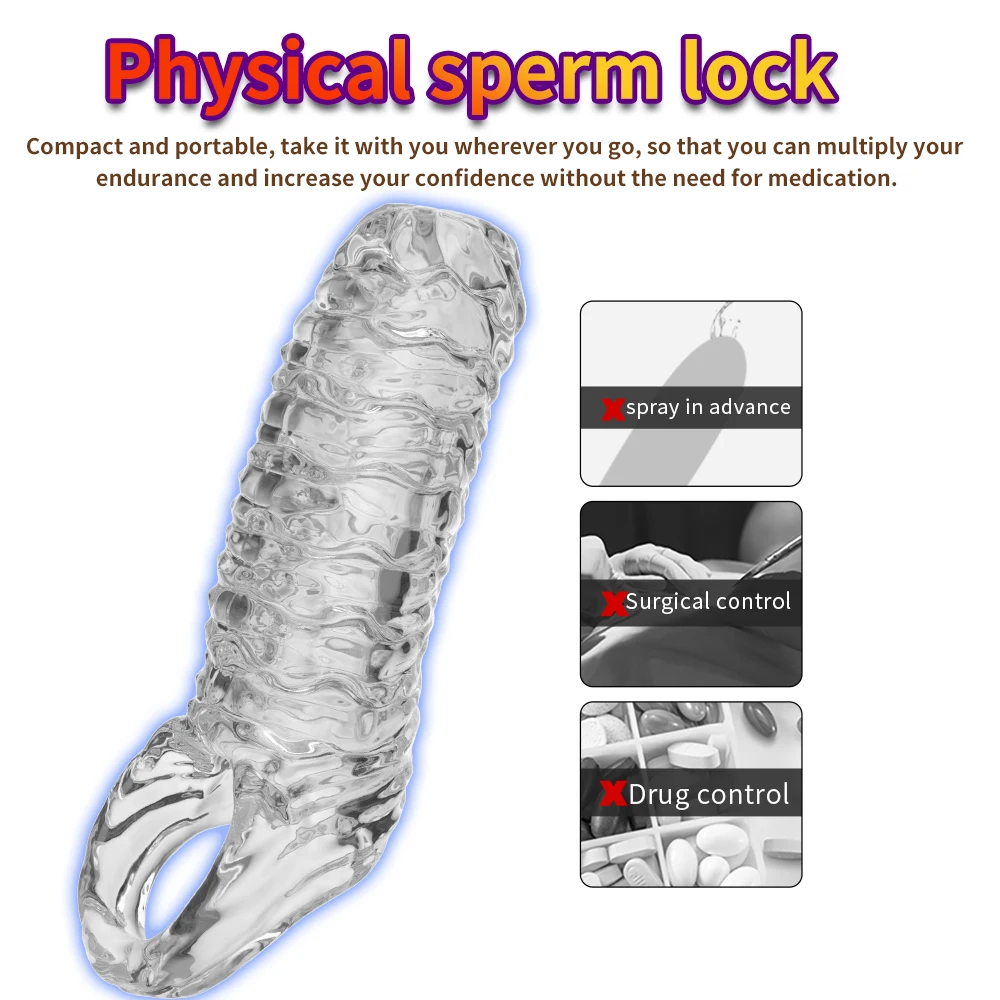 Penis Ring Male Realistic Penis Sleeve Extender Cock Sleeve Dick Enlargement Delay Ejaculation Cock Ring Reusable Condom Sex Toy - Image 3