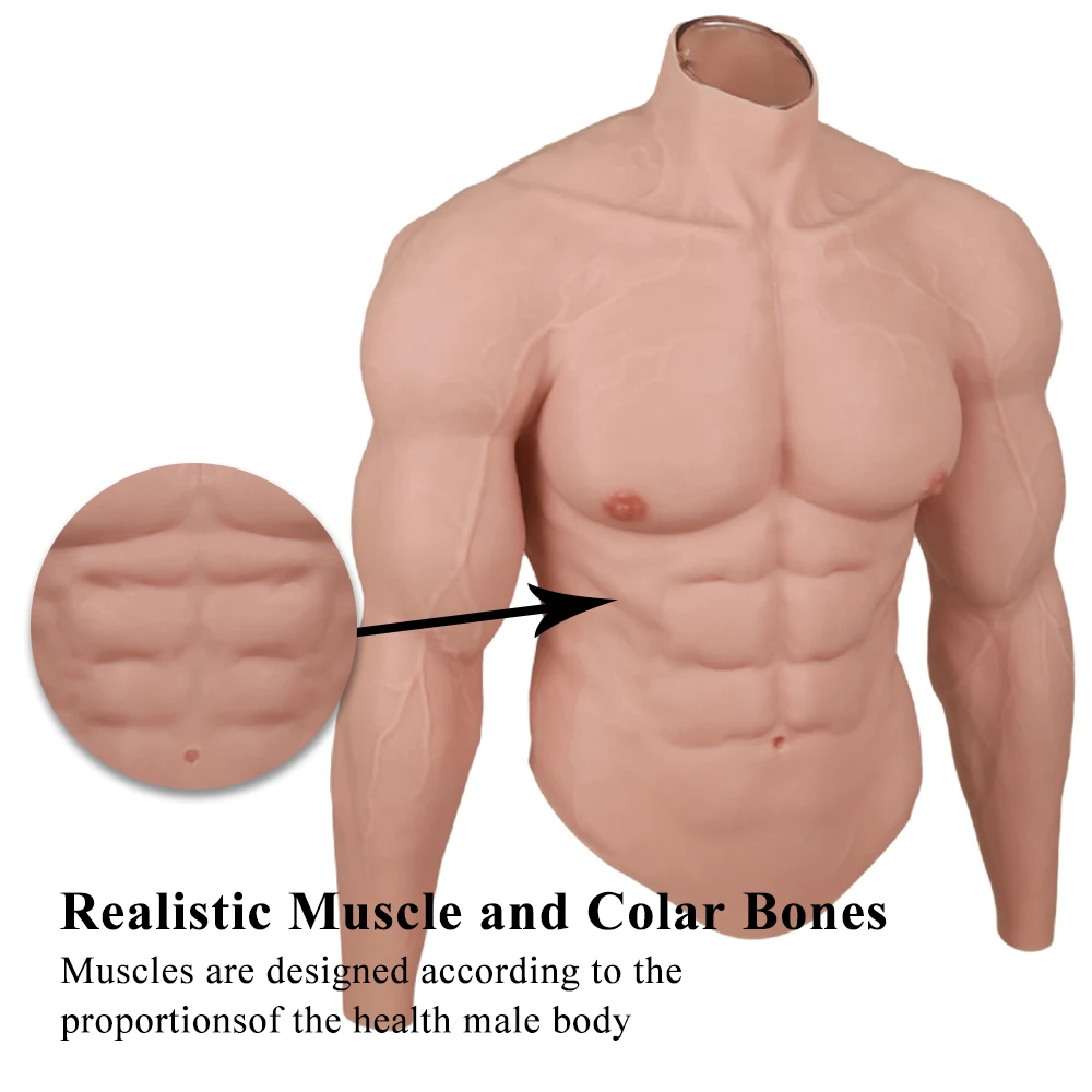 Realistic Silicone Male Muscle XL Size 60-100kg Suitable Suit Simulation Strong Figure Artificial Sturdy Chest Men Crossdresser - Image 14