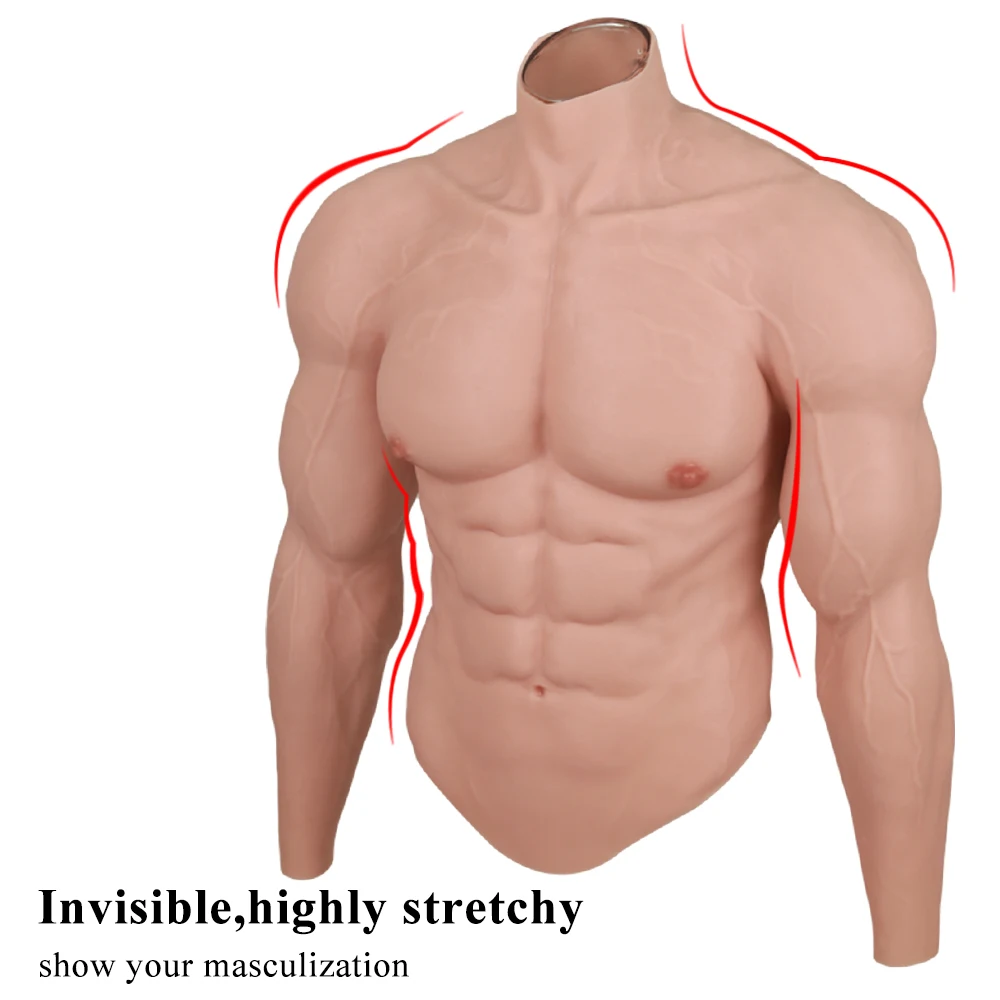 Realistic Silicone Male Muscle XL Size 60-100kg Suitable Suit Simulation Strong Figure Artificial Sturdy Chest Men Crossdresser - Image 16