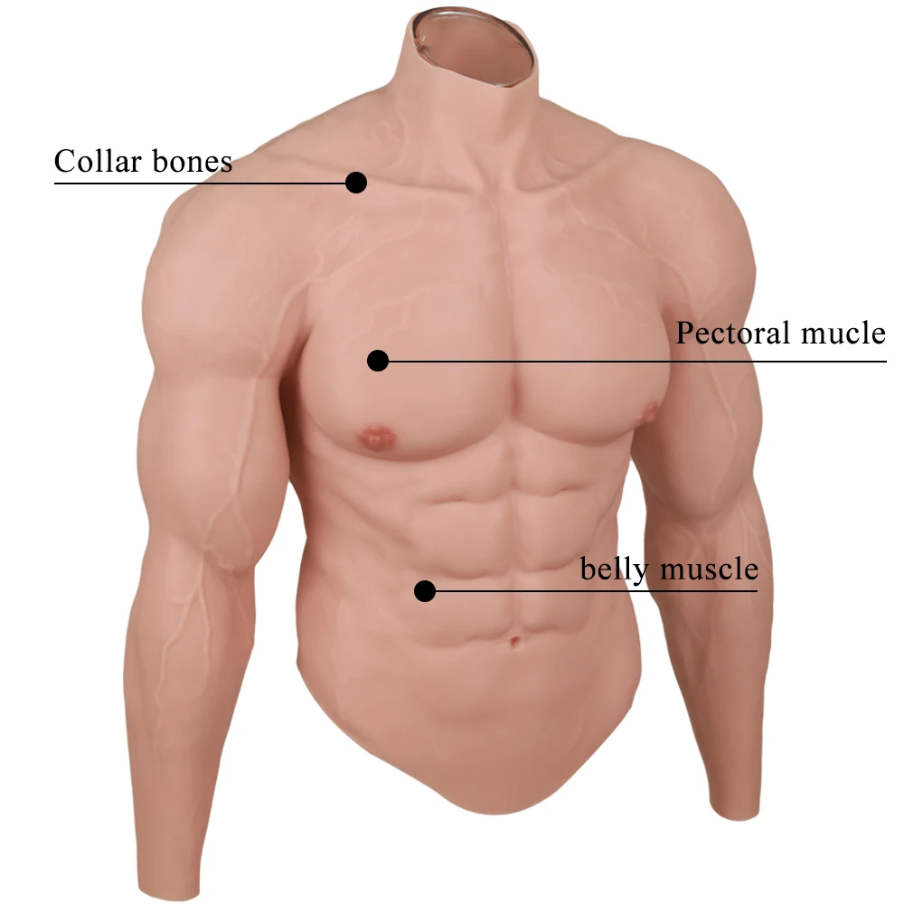 Realistic Silicone Male Muscle XL Size 60-100kg Suitable Suit Simulation Strong Figure Artificial Sturdy Chest Men Crossdresser - Image 10