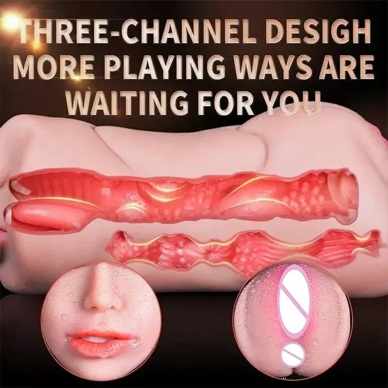 3 in 1 Pocket Pussy Vigina and Mouth Lifelike Sex Doll with Face TPE Portable Adult Sex Love Toy Male Stroker for Sexy Adult Men - Image 15