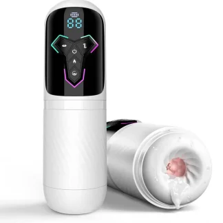 Automatic Piston Telescopic Heated Male Masturbator Cup with 10 Vibrations and 5 Suction Modes Penis Pump LCD Sex Toys for Men
