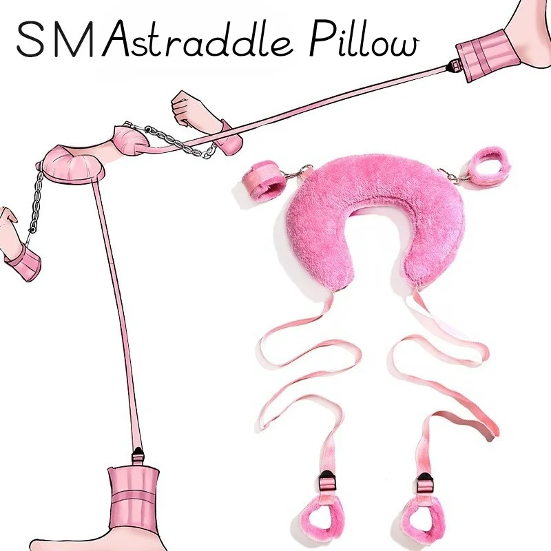 SM Astraddle Pillow, Restrain Sex Toy, Sex Toy Set (Complimentary Mouth Ball and Plush Eye Mask) - Image 2