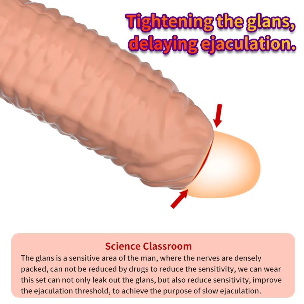 Penis Ring Male Realistic Penis Sleeve Extender Cock Sleeve Dick Enlargement Delay Ejaculation Cock Ring Reusable Condom Sex Toy - Image 10