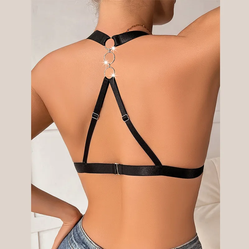 Women's Leather Backless Bra - Sexy Breathable Comfortable No Padding Erotic Lingerie Female Underwear Brassiere - Image 3