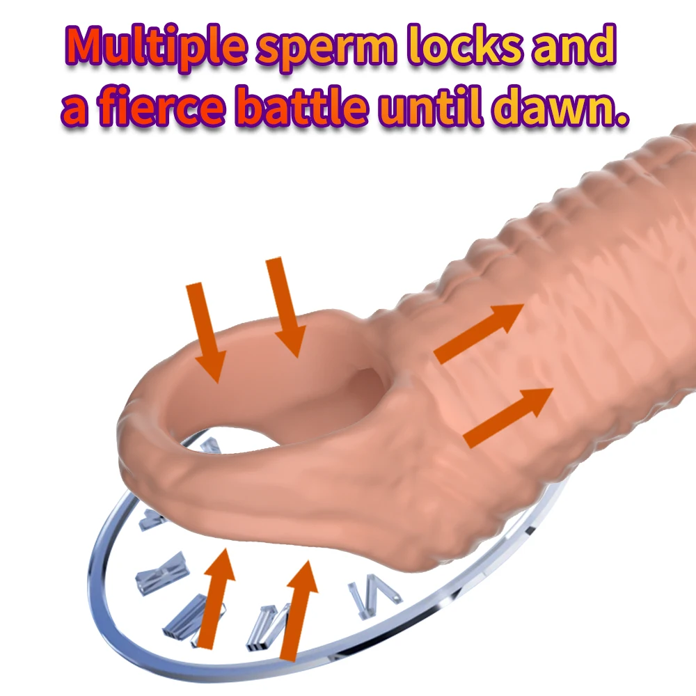 Penis Ring Male Realistic Penis Sleeve Extender Cock Sleeve Dick Enlargement Delay Ejaculation Cock Ring Reusable Condom Sex Toy - Image 4