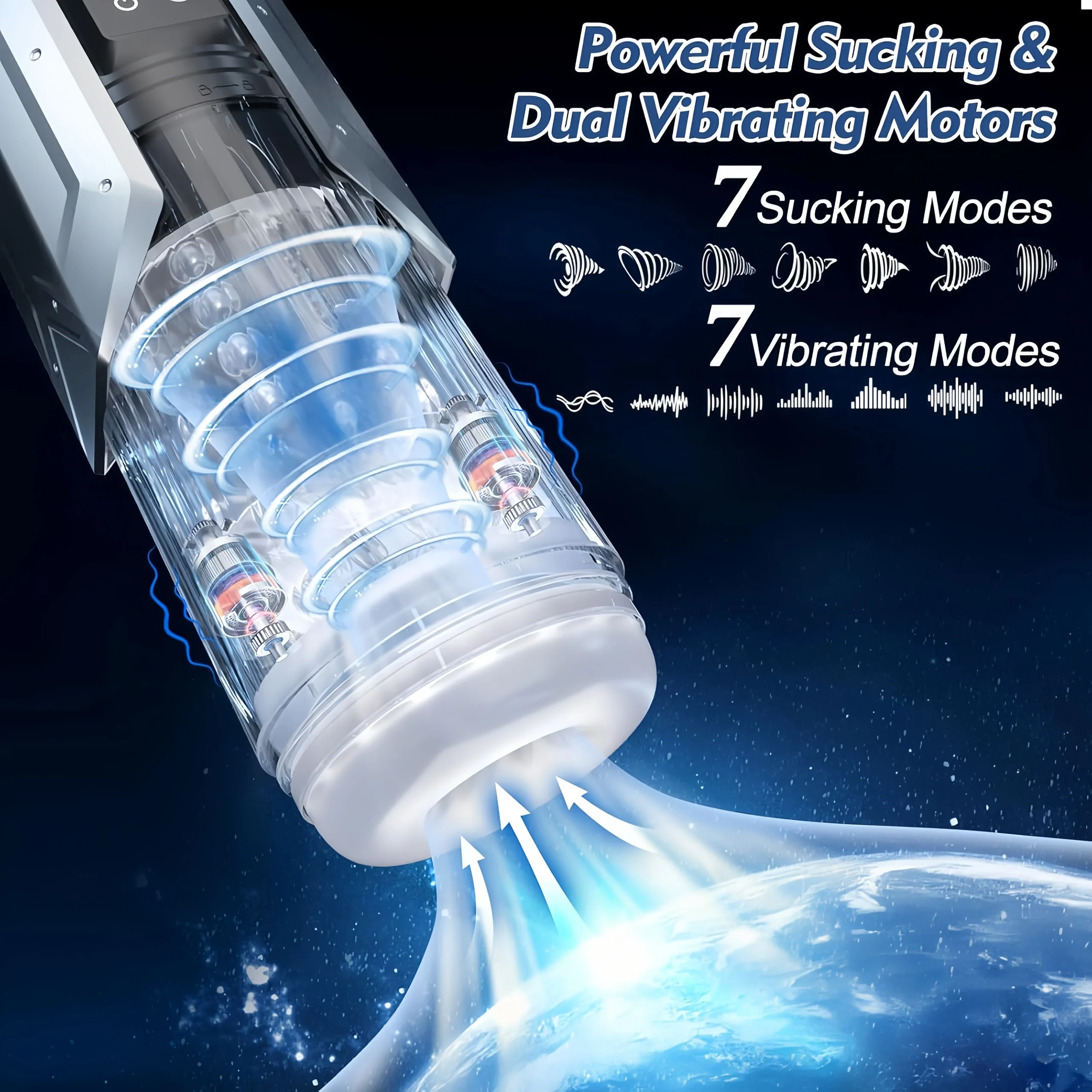 Male Masturbator With 7 Sucking & Vibrating & Telescopic & Rotating Modes Automatic Vagina Male Masturbator Cup Sex Toys for Men - Image 9