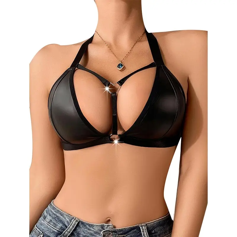 Women's Leather Backless Bra - Sexy Breathable Comfortable No Padding Erotic Lingerie Female Underwear Brassiere - Image 4